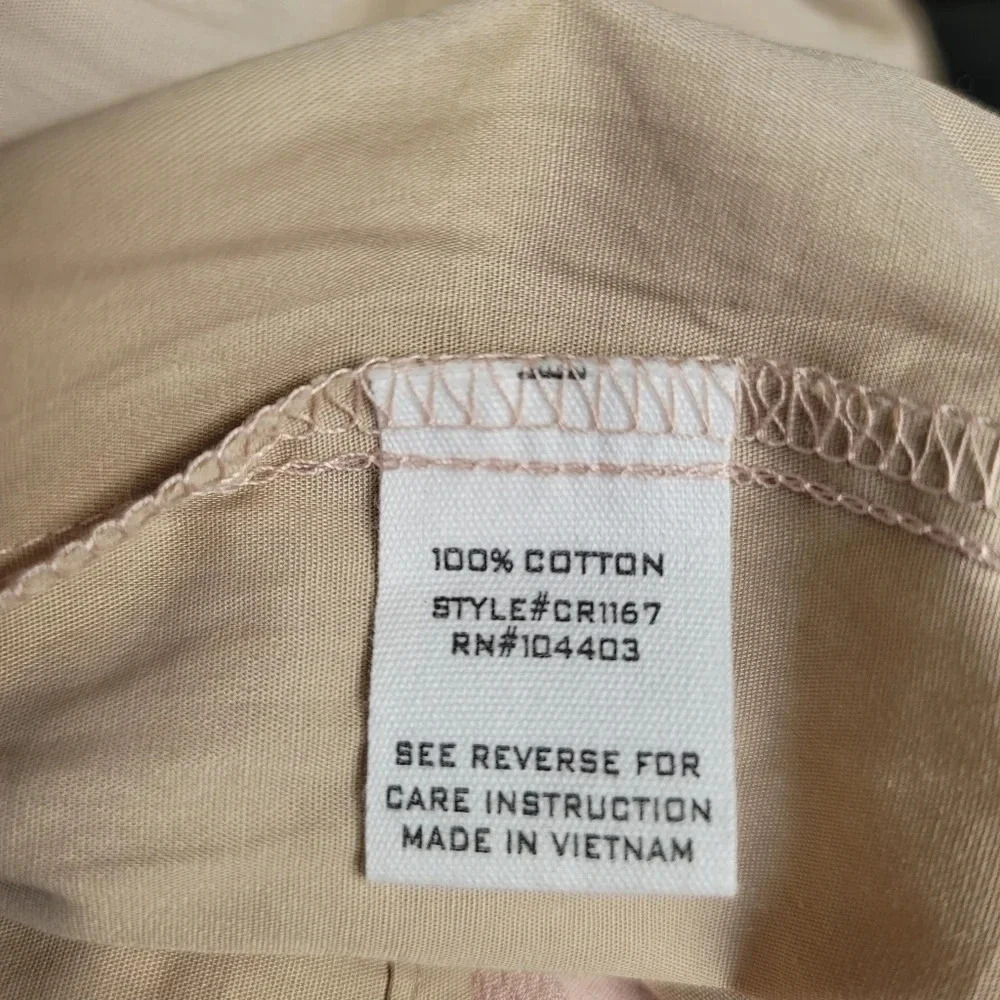 Mine Flutter Sleeve Button Down White Tan A-Lind … - image 2